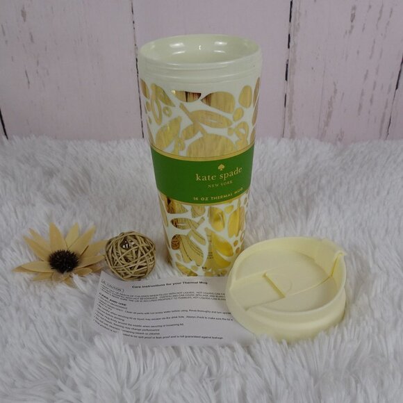 Kate Spade GOLDEN FLORAL Thermal Tumbler Coffee Beverage Mug NEW - Picture 4 of 8